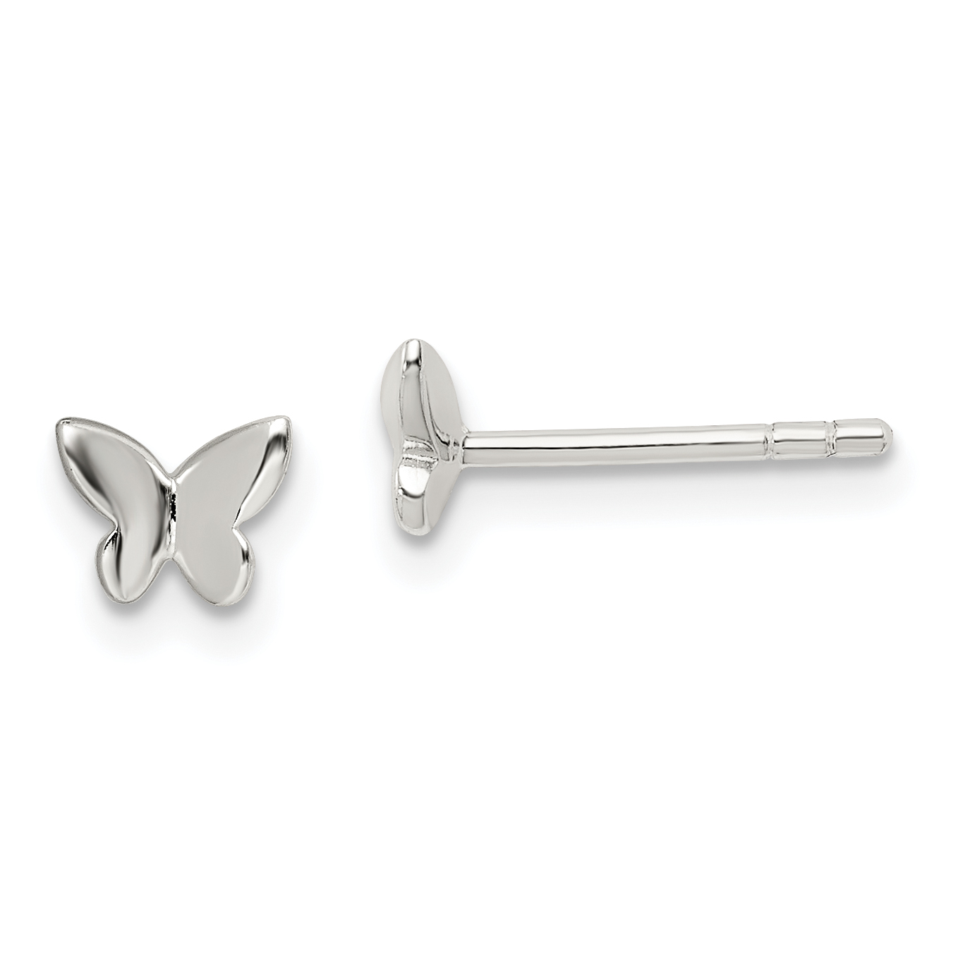 Sterling Silver Madi K Polished Butterfly Children's Post Earrings (QGK175)