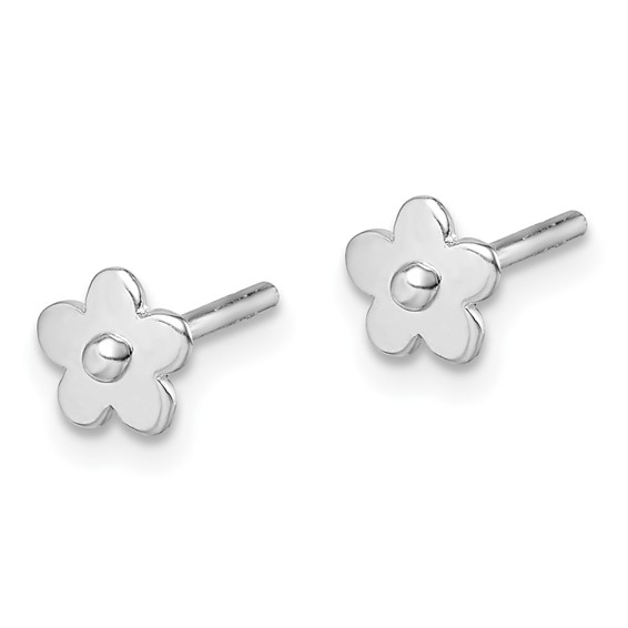Sterling Silver Madi K RH-plated Flower Children's Post Earrings