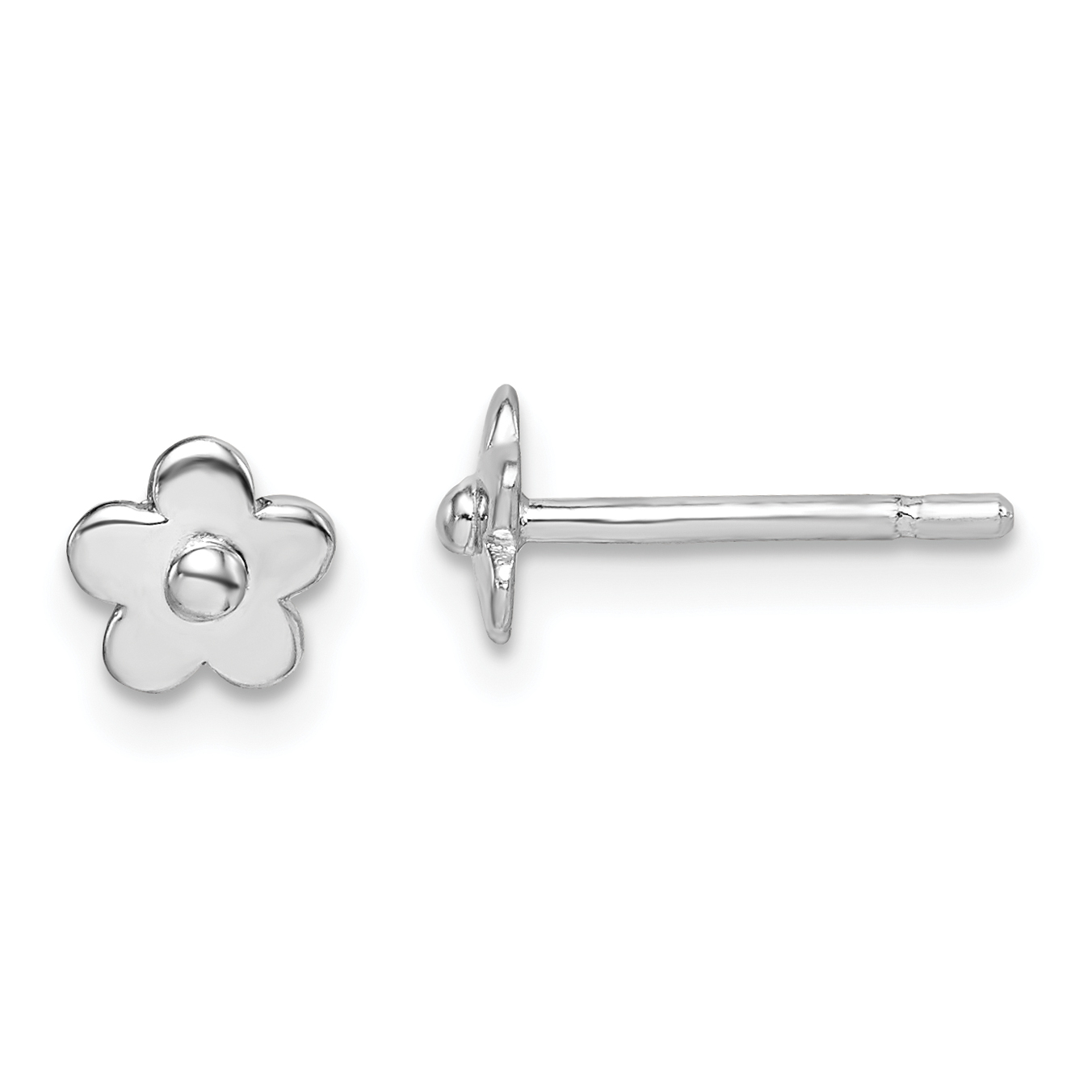 Sterling Silver Madi K RH-plated Flower Children's Post Earrings (QGK179)