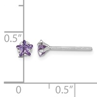 Sterling Silver Madi K Rhodium-plated Purple CZ Star Stud Earrings view 4