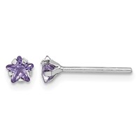 Sterling Silver Madi K Rhodium-plated Purple CZ Star Stud Earrings view 1