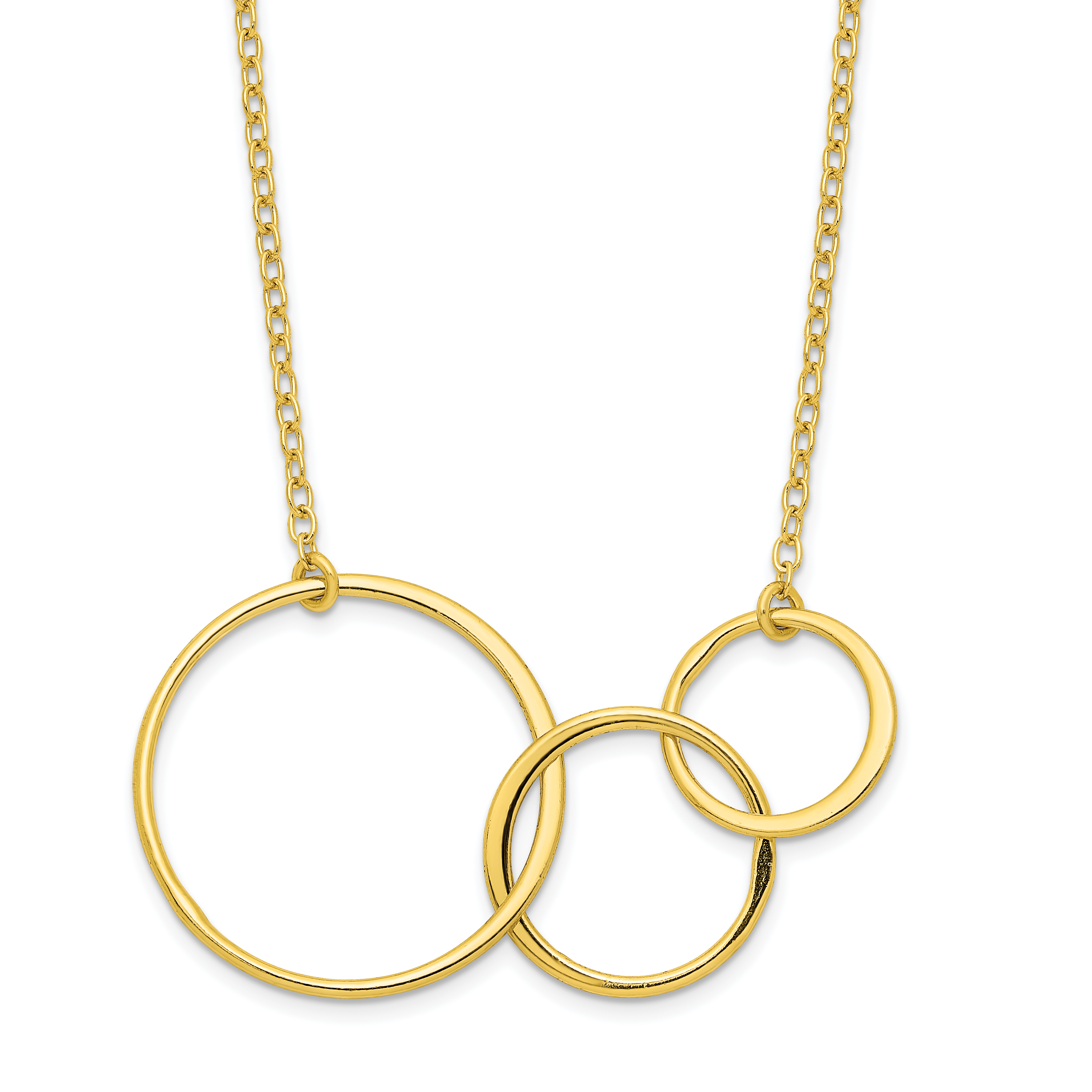 Sterling Silver Gold-tone 3 Intertwined Circles w/2 in ext. Necklace (QGY6097-16)