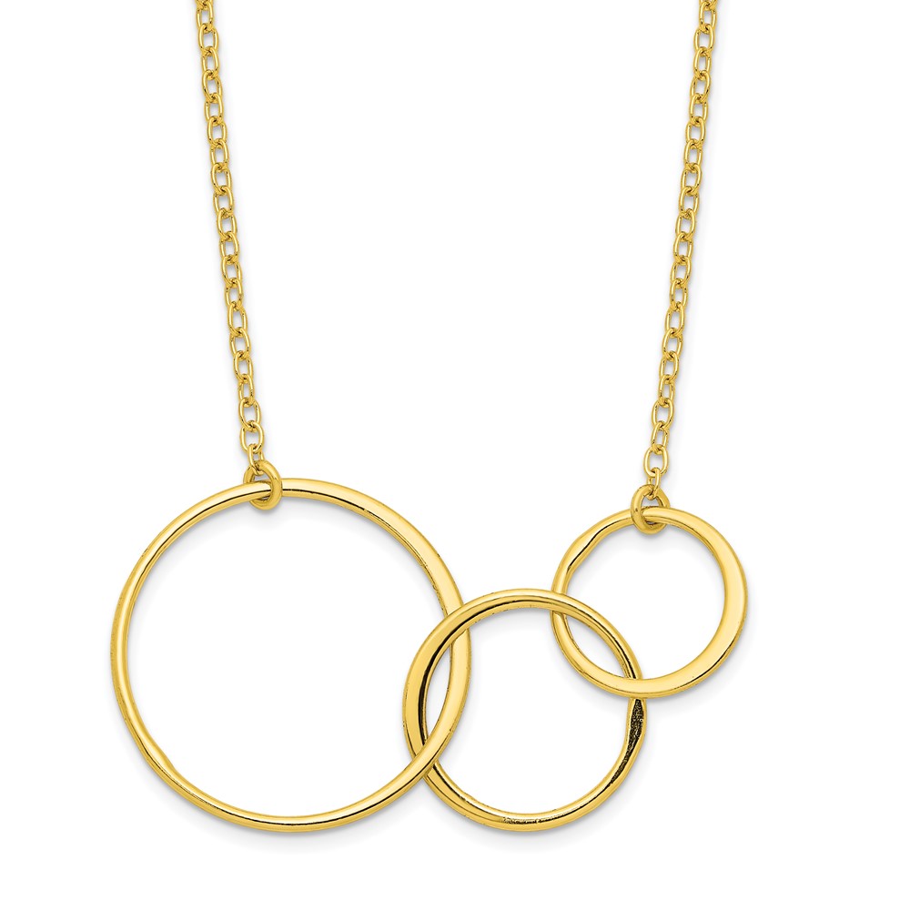 Sterling Silver Gold-tone 3 Intertwined Circles w/2 in ext. Necklace (QGY6097-16)
