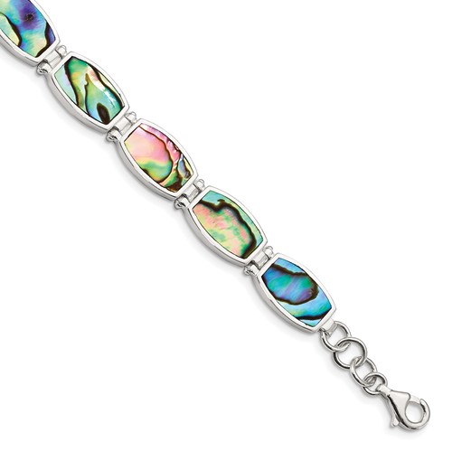 Sterling Silver Polished Abalone Bracelet, 7.25"