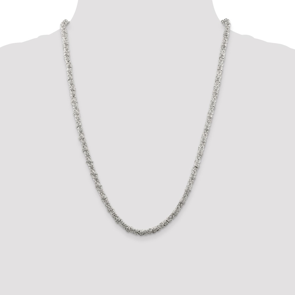 Sterling Silver 4mm Fancy Byzantine Chain (QH1076-24)