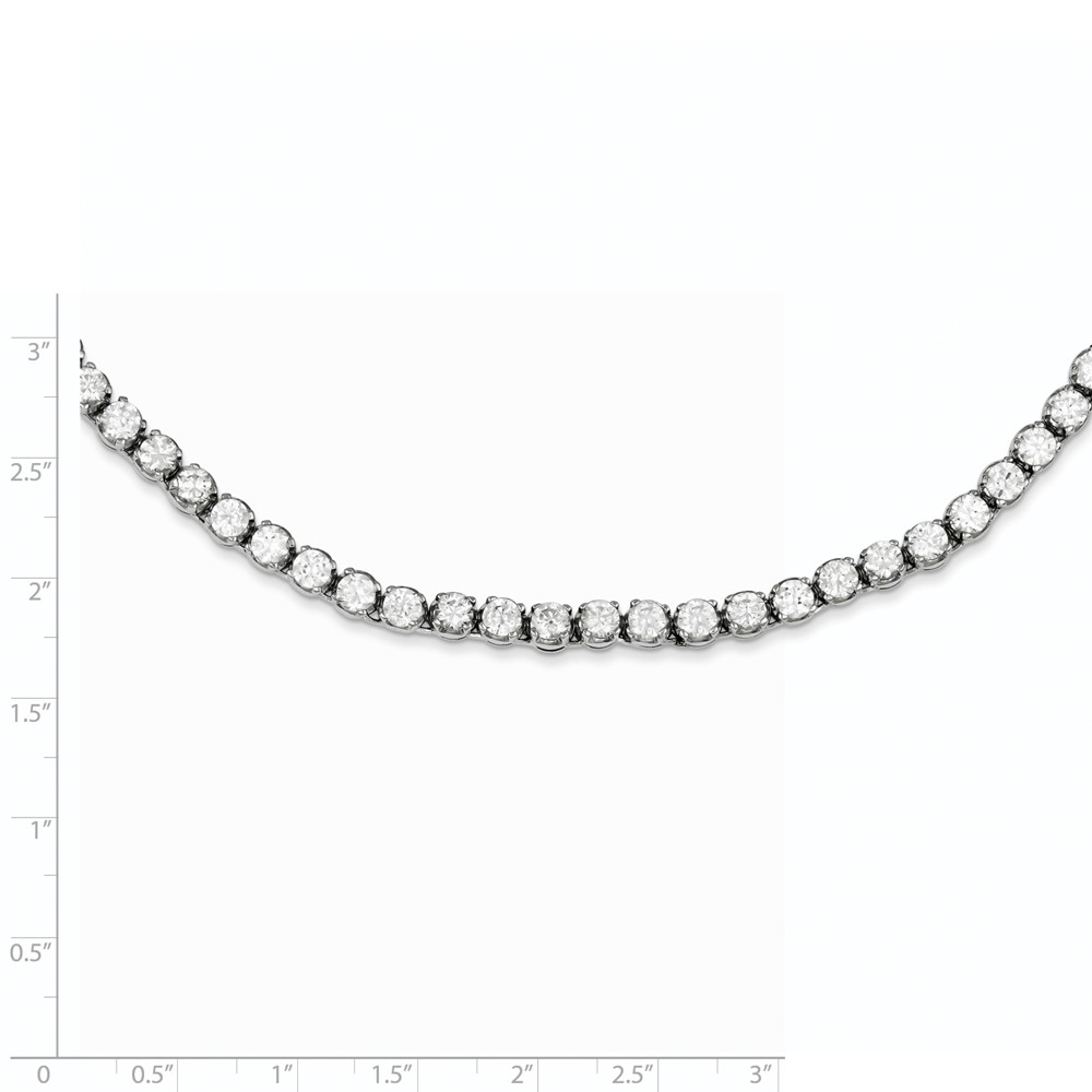 Sterling Silver 17in Rhodium-plated Fancy Mulitple CZ Necklace (QH1078-17)