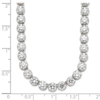 Sterling Silver Rhodium-plated Polished 6mm CZ Tennis Necklace, 17" view 5