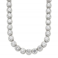 Sterling Silver Rhodium-plated Polished 6mm CZ Tennis Necklace, 17" view 1