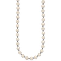 Sterling Silver Rhodium-plated 6-7mm White Round Freshwater Cultured Pearl Necklace with 2 Inch Extension, 16" view 2