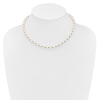 Sterling Silver Rhodium-plated 6-7mm White Round Freshwater Cultured Pearl Necklace with 2 Inch Extension, 16" view 3