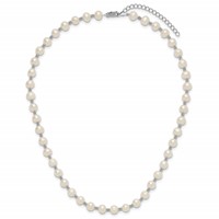 Sterling Silver Rhodium-plated 6-7mm White Round Freshwater Cultured Pearl Necklace with 2 Inch Extension, 16" view 4