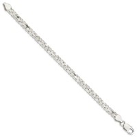 Sterling Silver Polished Back Satin Diamond-cut Front 6.5mm Fancy Byzantine Bracelet, 8" view 2