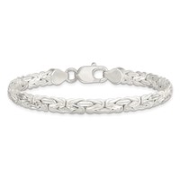 Sterling Silver Polished Back Satin Diamond-cut Front 6.5mm Fancy Byzantine Bracelet, 8" view 3