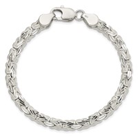Sterling Silver Polished Back Satin Diamond-cut Front 6.5mm Fancy Byzantine Bracelet, 8" view 4