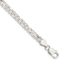 Sterling Silver Polished Back Satin Diamond-cut Front 6.5mm Fancy Byzantine Bracelet, 8" view 1