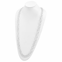 Sterling Silver Polished Fancy Double Circle Link Necklace, 42" view 2