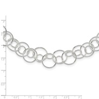 Sterling Silver Polished Fancy Double Circle Link Necklace, 42" view 4