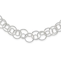 Sterling Silver Polished Fancy Double Circle Link Necklace, 42" view 1