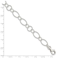 Sterling Silver Polished Textured 8mm Fancy Link Bracelet, 7.5" view 4