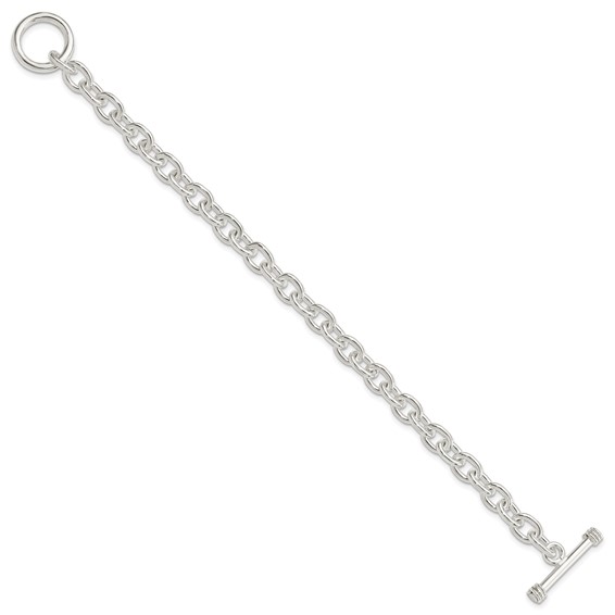 Sterling Silver 7.75inch Polished Fancy Link Toggle Bracelet