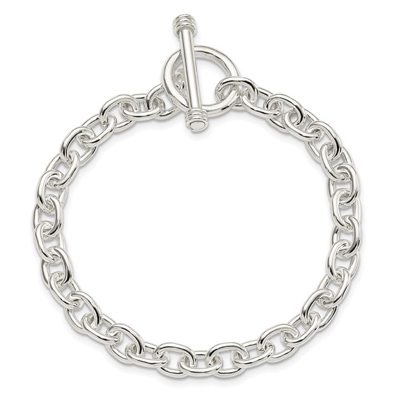 Sterling Silver 7.75inch Polished Fancy Link Toggle Bracelet