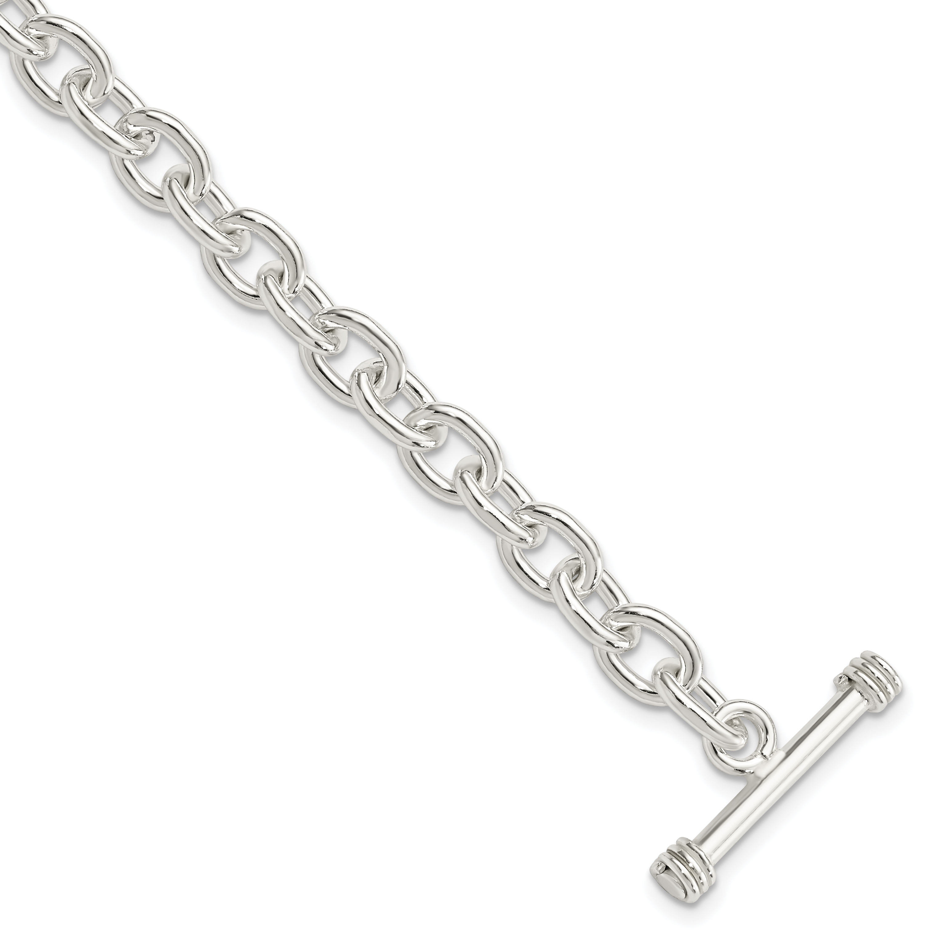 Sterling Silver 7.75inch Polished Fancy Link Toggle Bracelet (QH124-7.75)