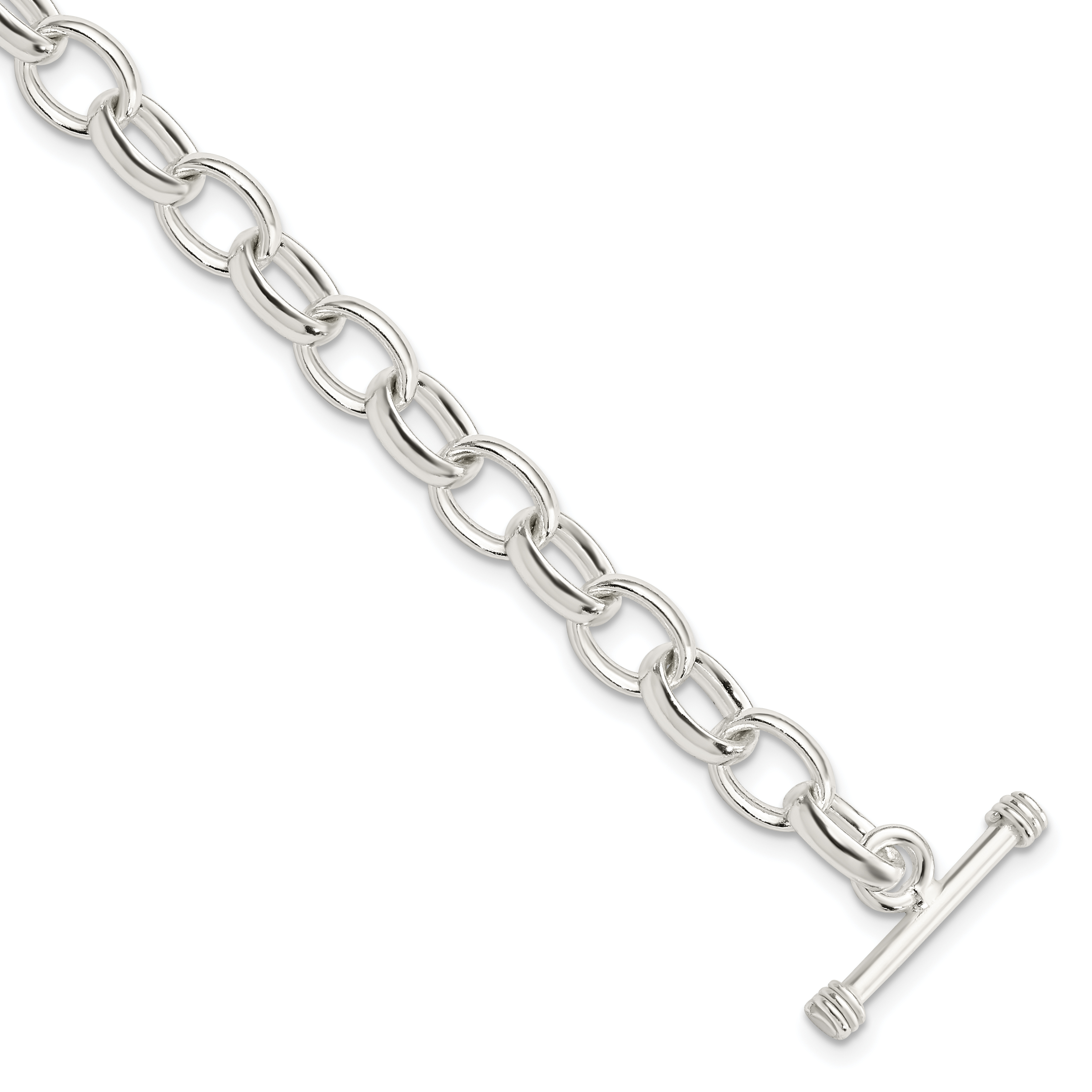 Sterling Silver 7.75inch Polished Fancy Link Toggle Bracelet (QH130-7.75)