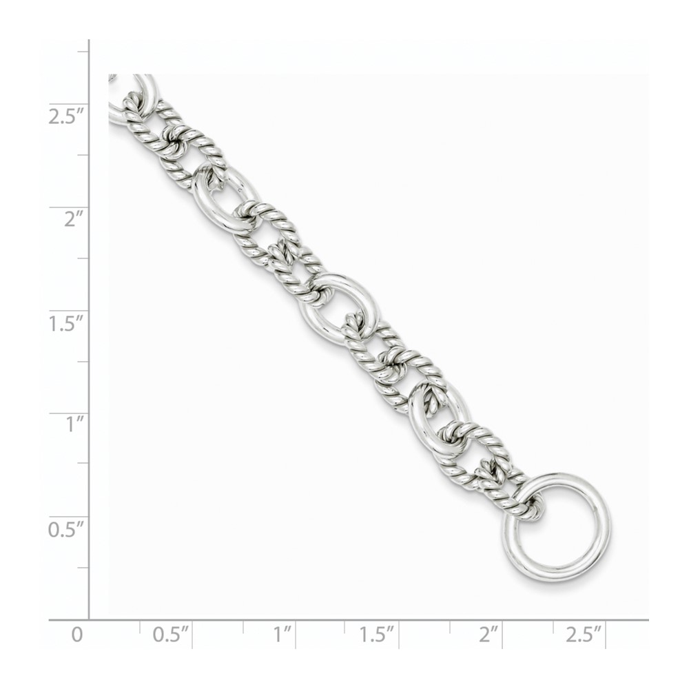 Sterling Silver 7.75inch Polished Fancy Link Toggle Bracelet (QH147-7.75)