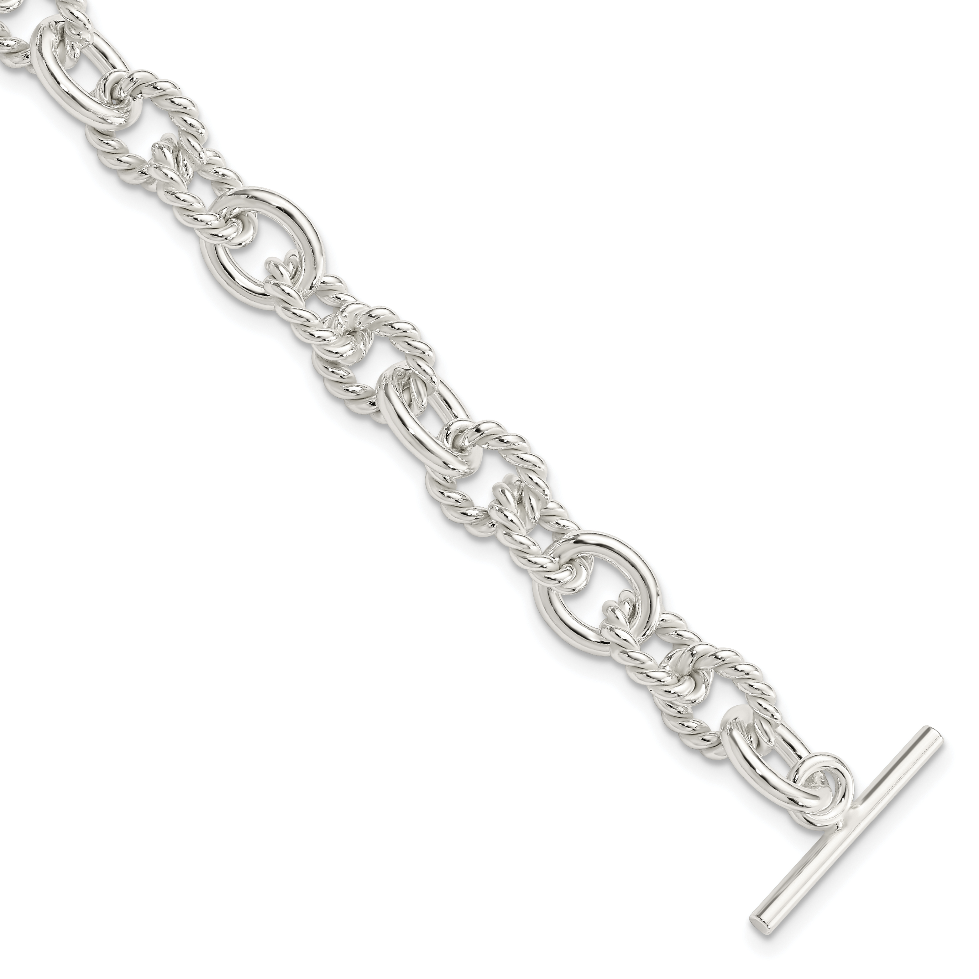 Sterling Silver 7.75inch Polished Fancy Link Toggle Bracelet (QH147-7.75)