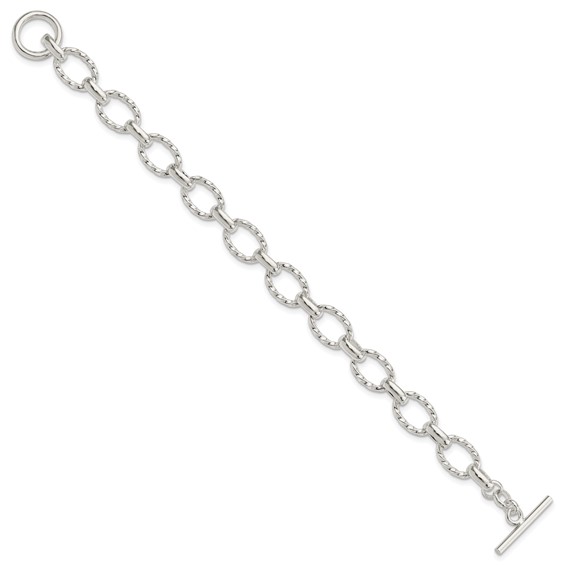 Sterling Silver 7.75inch Polished Fancy Link Toggle Bracelet