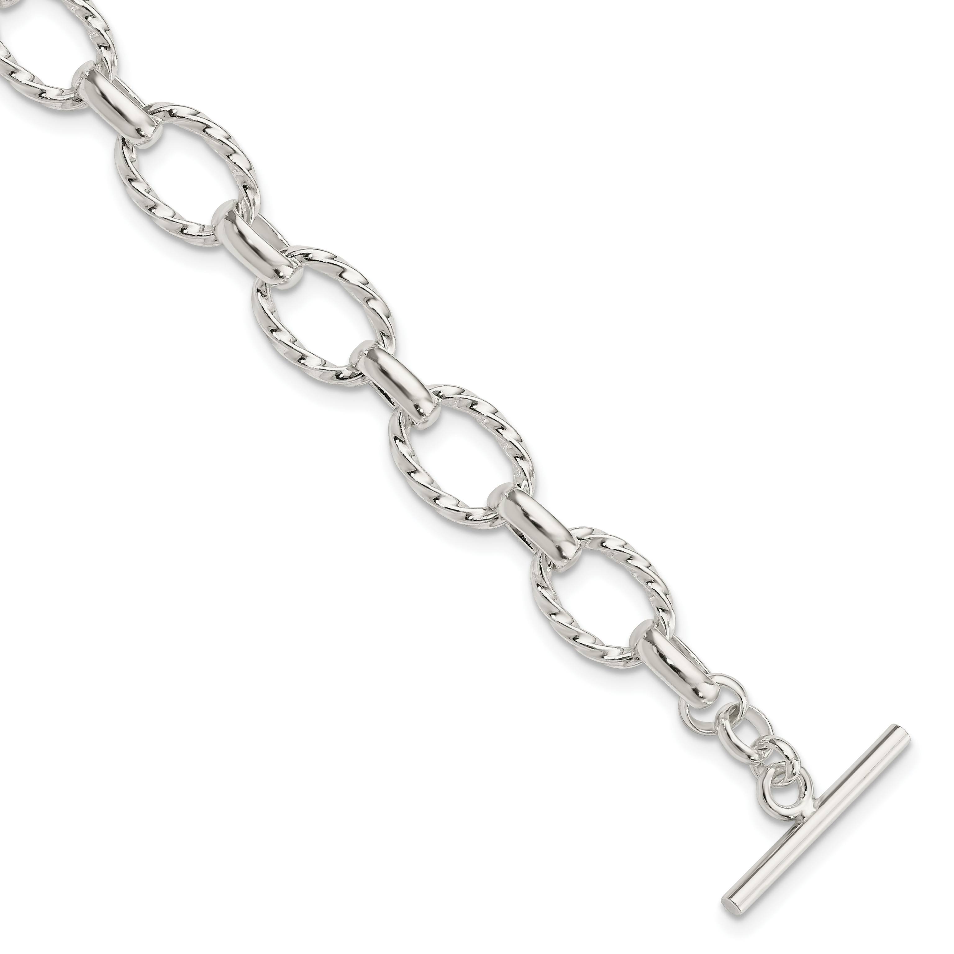 Sterling Silver 8.75inch Polished Fancy Link Toggle Bracelet (QH155-8.75)