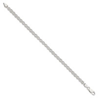 Sterling Silver 4.8mm Fancy Double Link Charm Bracelet, 7.5" view 2