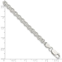 Sterling Silver 4.8mm Fancy Double Link Charm Bracelet, 7.5" view 3