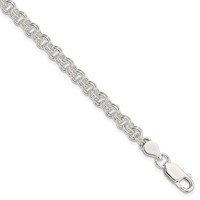 Sterling Silver 4.8mm Fancy Double Link Charm Bracelet, 7.5" view 1