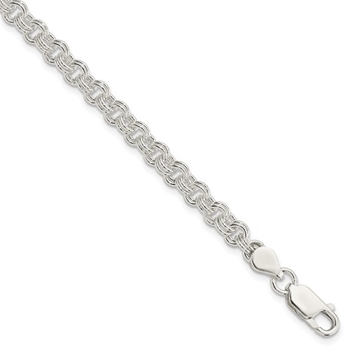 Sterling Silver 4.8mm Fancy Double Link Charm Bracelet, 7.5"