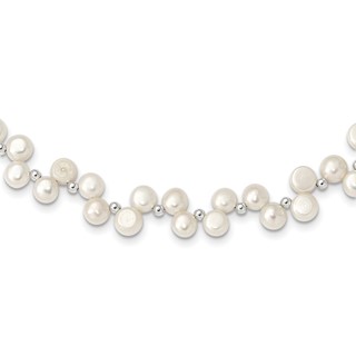 Sterling Silver FW Cultured Button Pearl 16in Necklace