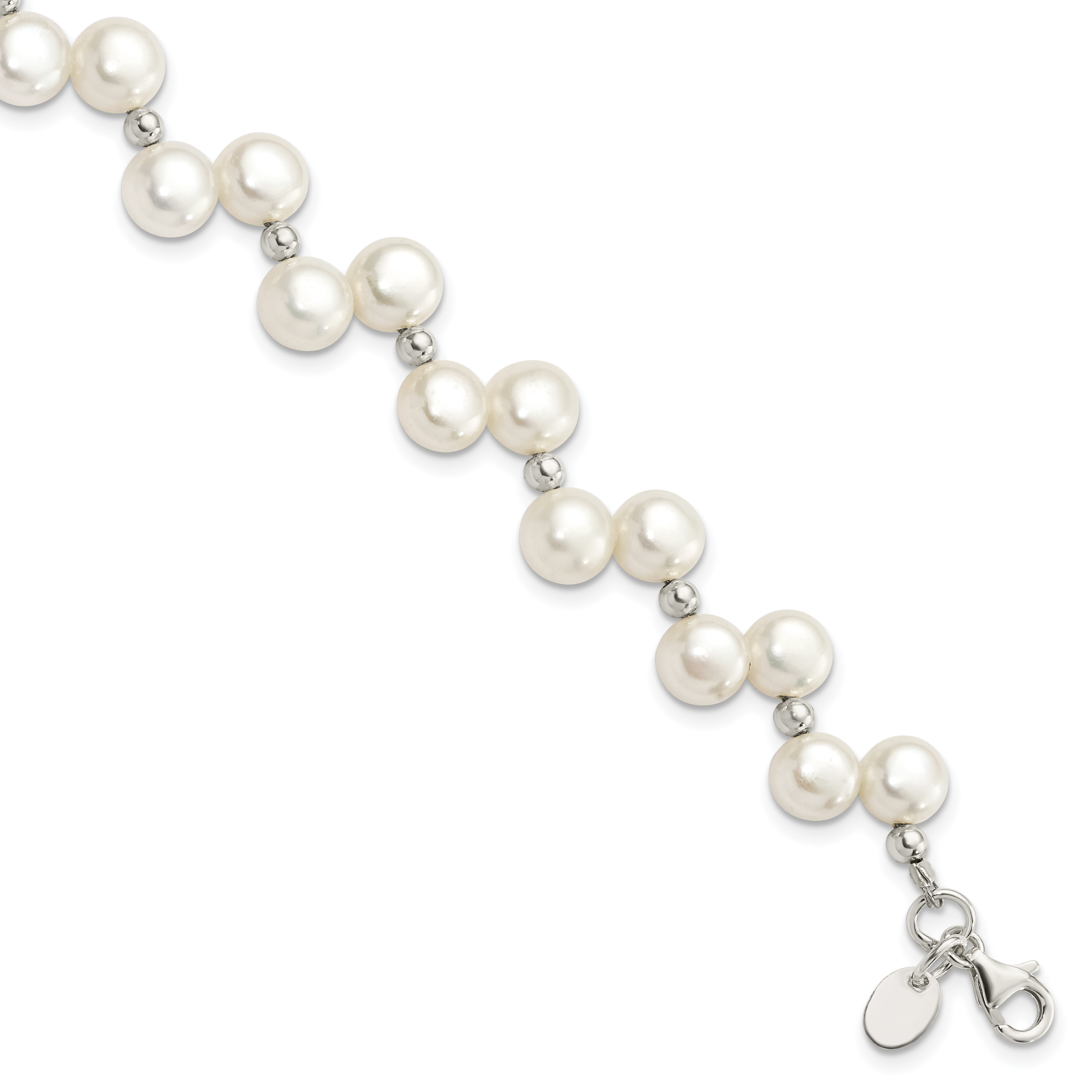 Sterling Silver FW Cultured Button Pearl 7.5in Bracelet (QH1858-7.5)