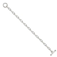 Sterling Silver Polished 5mm Paperclip Link Toggle Bracelet, 7.5" view 2