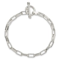 Sterling Silver Polished 5mm Paperclip Link Toggle Bracelet, 7.5" view 3