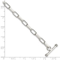 Sterling Silver Polished 5mm Paperclip Link Toggle Bracelet, 7.5" view 4