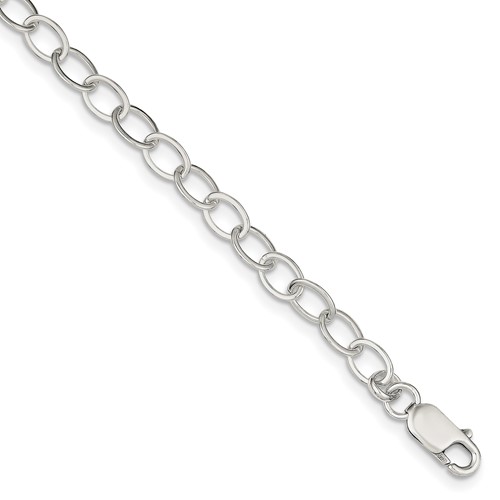 Sterling Silver 6mm Solid Cable Link Bracelet, 6.5"