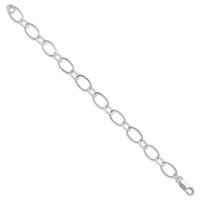 Sterling Silver 9mm Solid Fancy Link Bracelet, 7.5" view 2