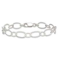 Sterling Silver 9mm Solid Fancy Link Bracelet, 7.5" view 3
