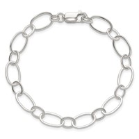 Sterling Silver 9mm Solid Fancy Link Bracelet, 7.5" view 4