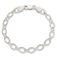 Sterling Silver 7mm Solid Fancy Link Bracelet, 6.5" view 3