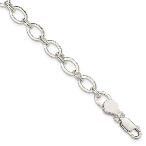 Sterling Silver 7mm Solid Fancy Link Bracelet, 6.5"