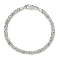 Sterling Silver Polished 5mm Fancy Byzantine Link Bracelet, 7.5" view 3