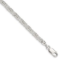 Sterling Silver Polished 5mm Fancy Byzantine Link Bracelet, 7.5" view 1