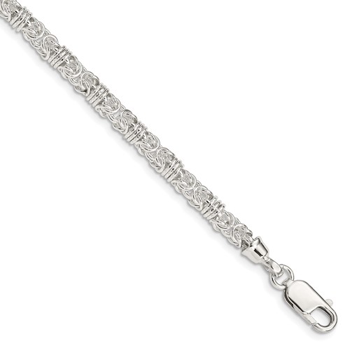 Sterling Silver Polished 5mm Fancy Byzantine Link Bracelet, 7.5"