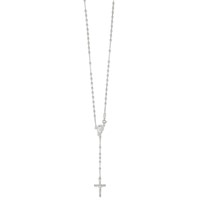 Sterling Silver Polished Bead Rosary Necklace, 18" view 2